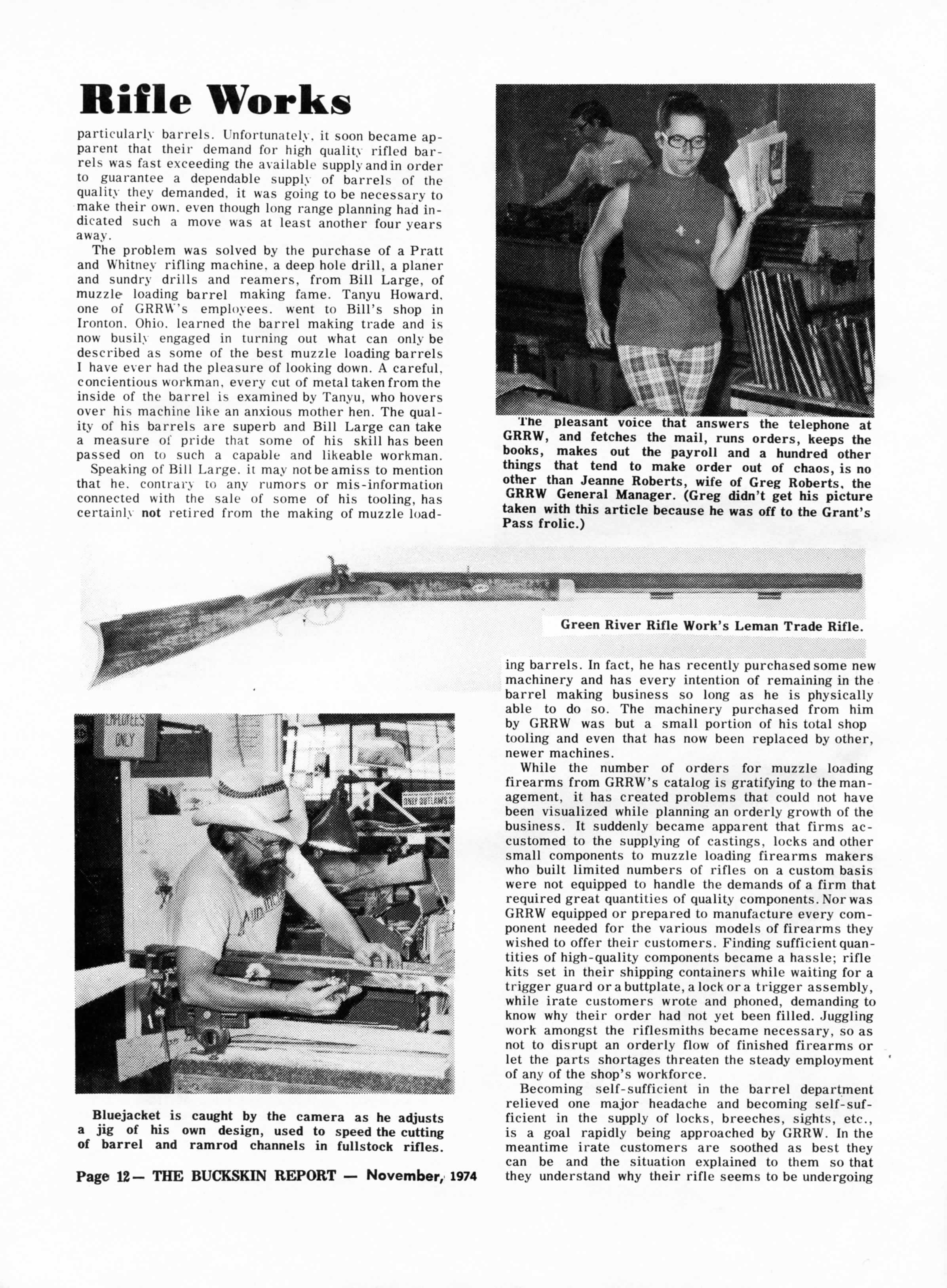 Nov 1974 Buckskin Report Article by John D. Baird about GRRW