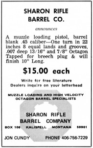 Sharon Rifle Barrel Co pistol barrel ad